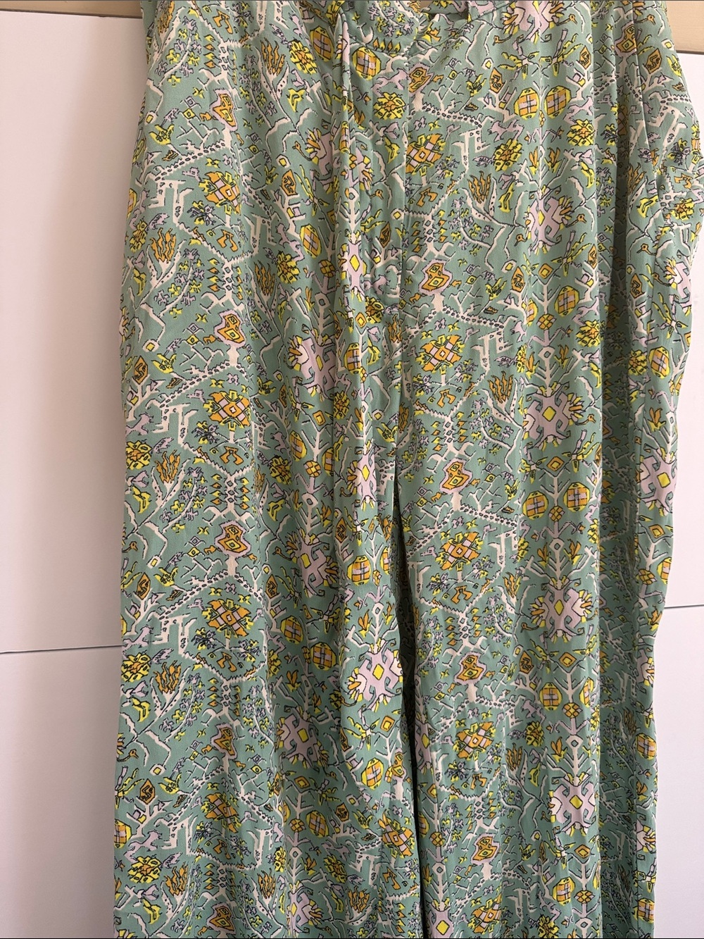 Anthropologie Maeve Mint Green Printed wide leg pants